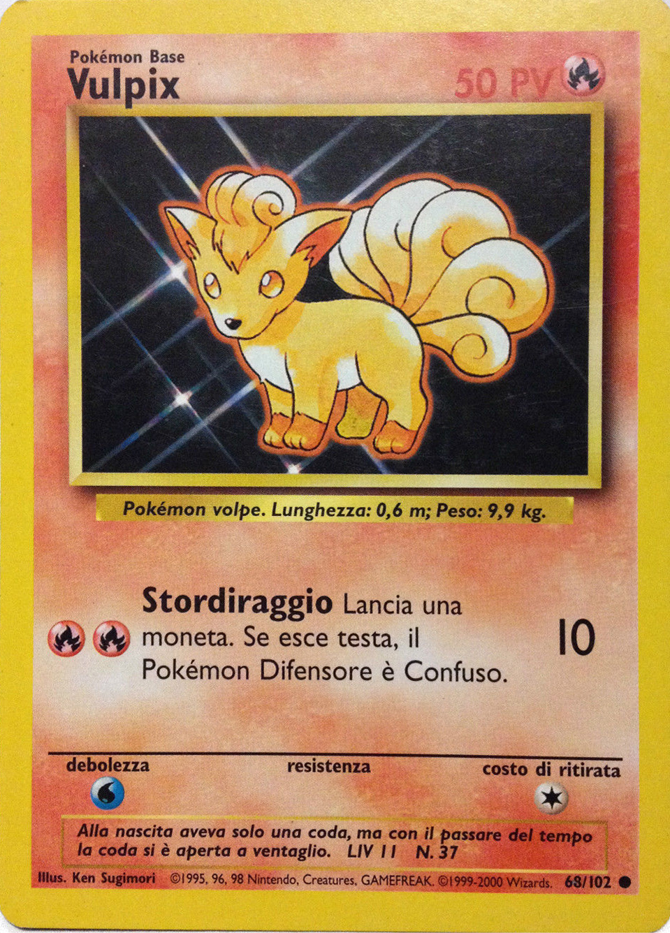 68/102 Vulpix , Pokemon set base, ITA , condizioni miste